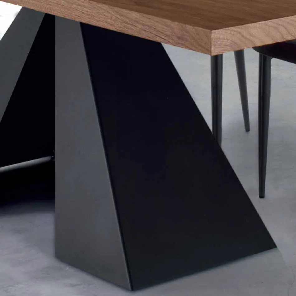 Mesa de comedor moderna en madera chapada y acero Made in Italy - Dalmata Viadurini