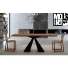 Mesa de comedor moderna en madera chapada y acero Made in Italy - Dalmata Viadurini