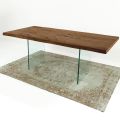 Mesa de Comedor Moderna en Madera Chapada y Vidrio Hecho en Italia - Strappo