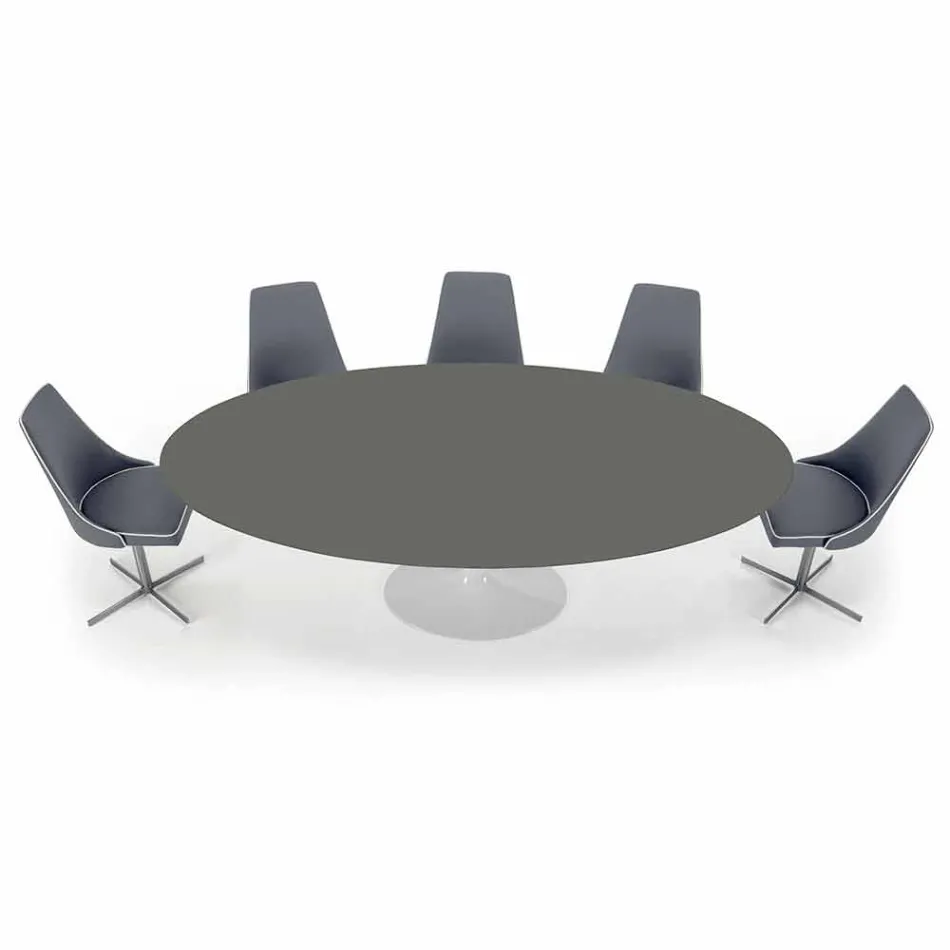 Mesa de comedor ovalada con tapa Fenix de lujo Made in Italy - Dollars Viadurini