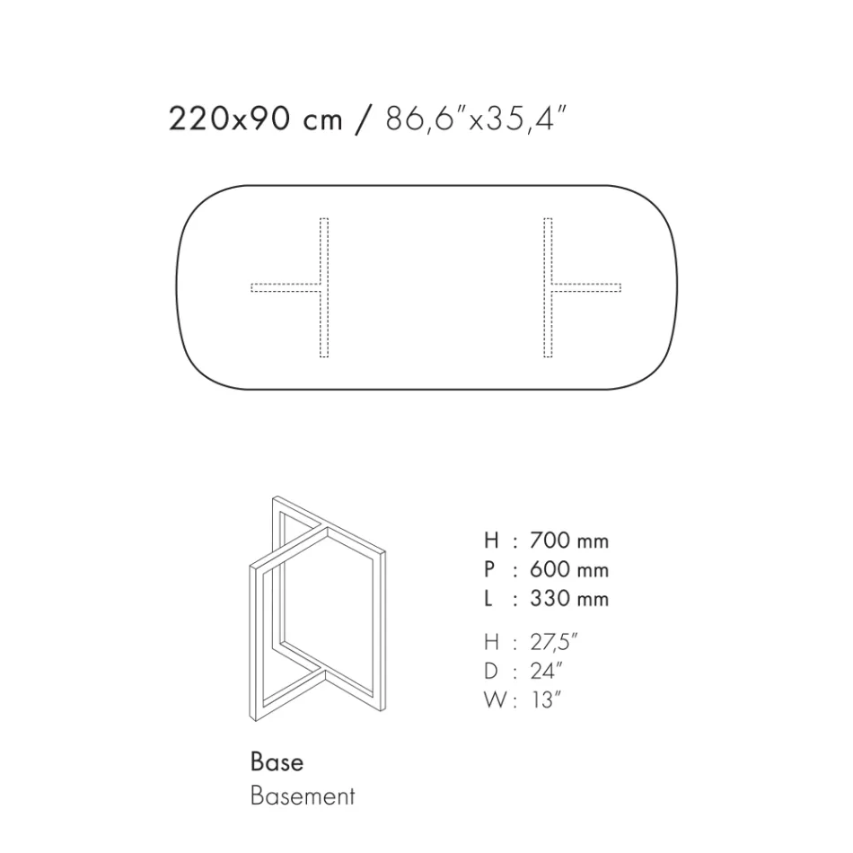 Mesa de comedor ovalada en gres porcelánico y metal Made in Italy - Emilio Viadurini