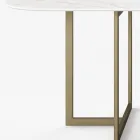 Mesa de comedor ovalada en gres porcelánico y metal Made in Italy - Emilio Viadurini
