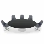 Mesa de comedor ovalada en laminado y aluminio Made in Italy, Precious - Dollars Viadurini