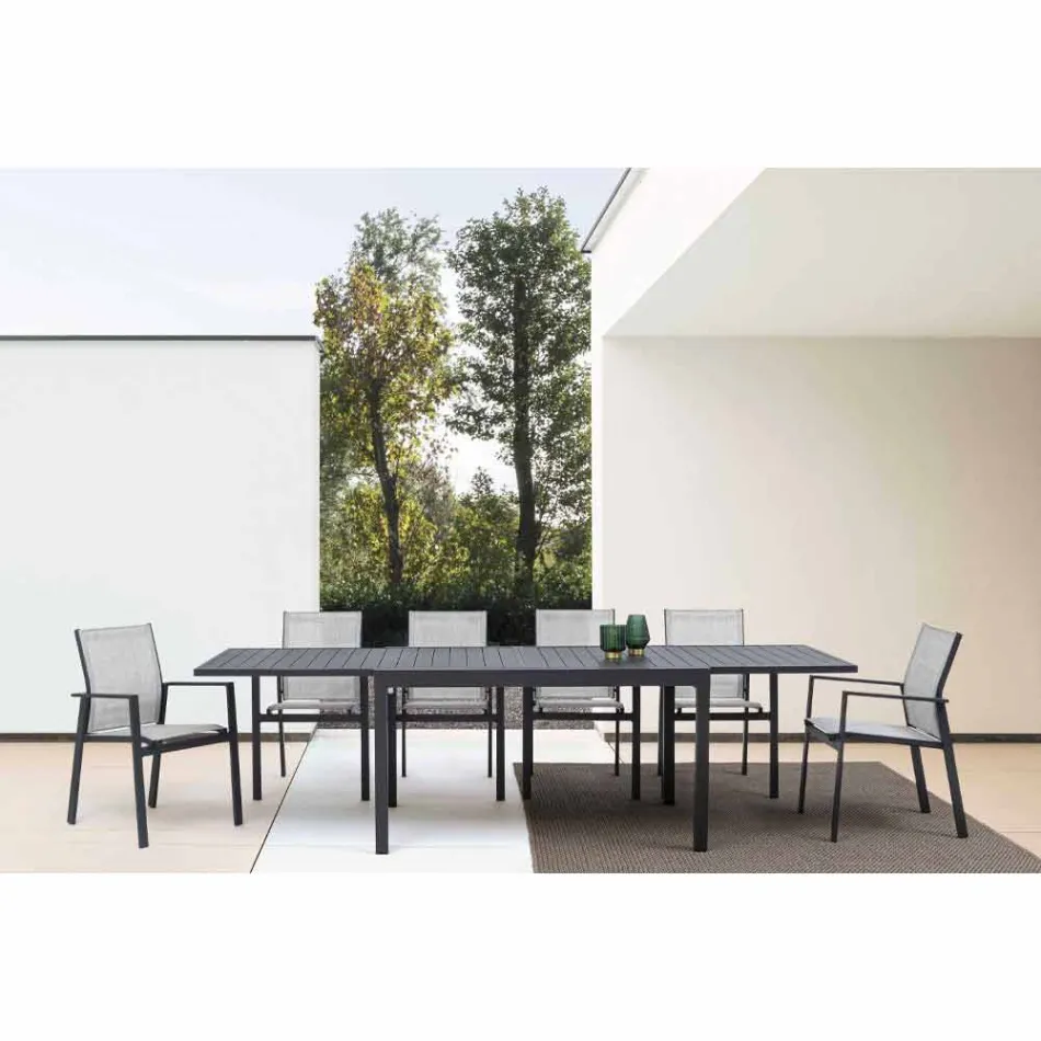 Mesa de comedor de exterior extensible hasta 270 cm en aluminio - Veria Viadurini