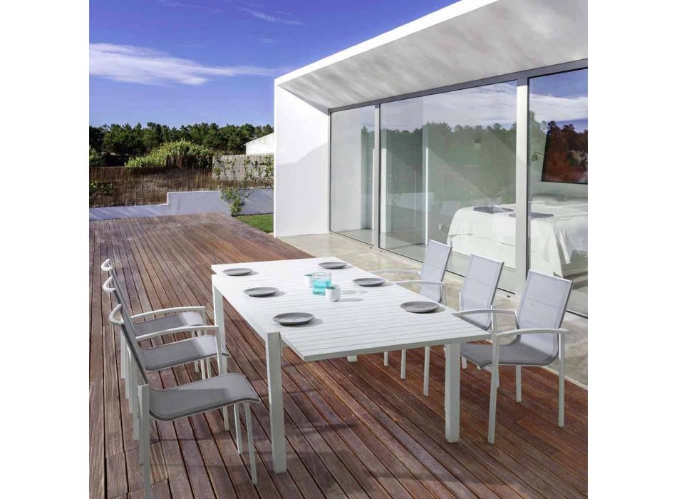 Mesa de comedor de exterior extensible hasta 270 cm en aluminio - Veria Viadurini