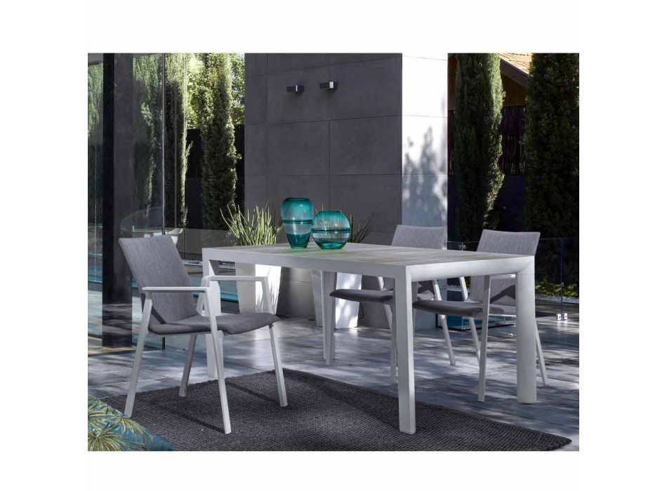 Mesa de comedor al aire libre con tapa de cerámica y base de aluminio - Jen Viadurini