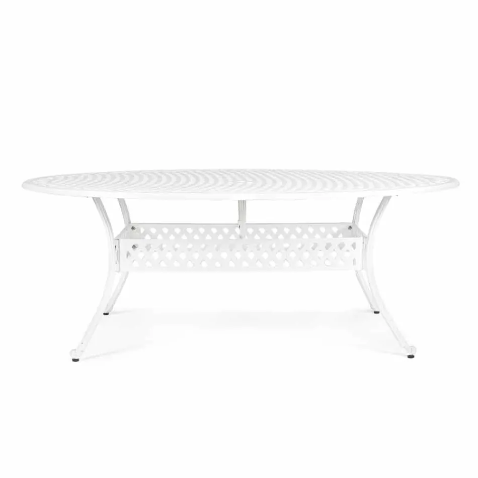 Mesa de comedor para exteriores en aluminio pintado blanco o antracita - Quick Viadurini
