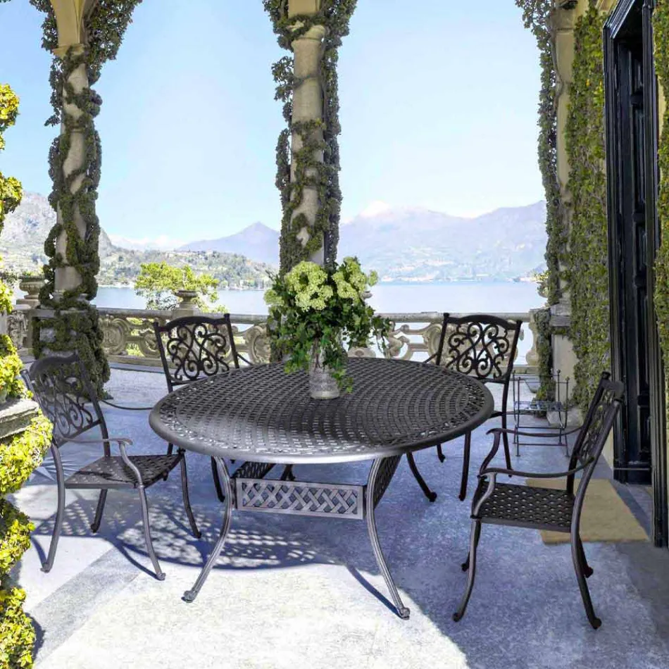 Mesa de comedor para exteriores en aluminio pintado blanco o antracita - Quick Viadurini