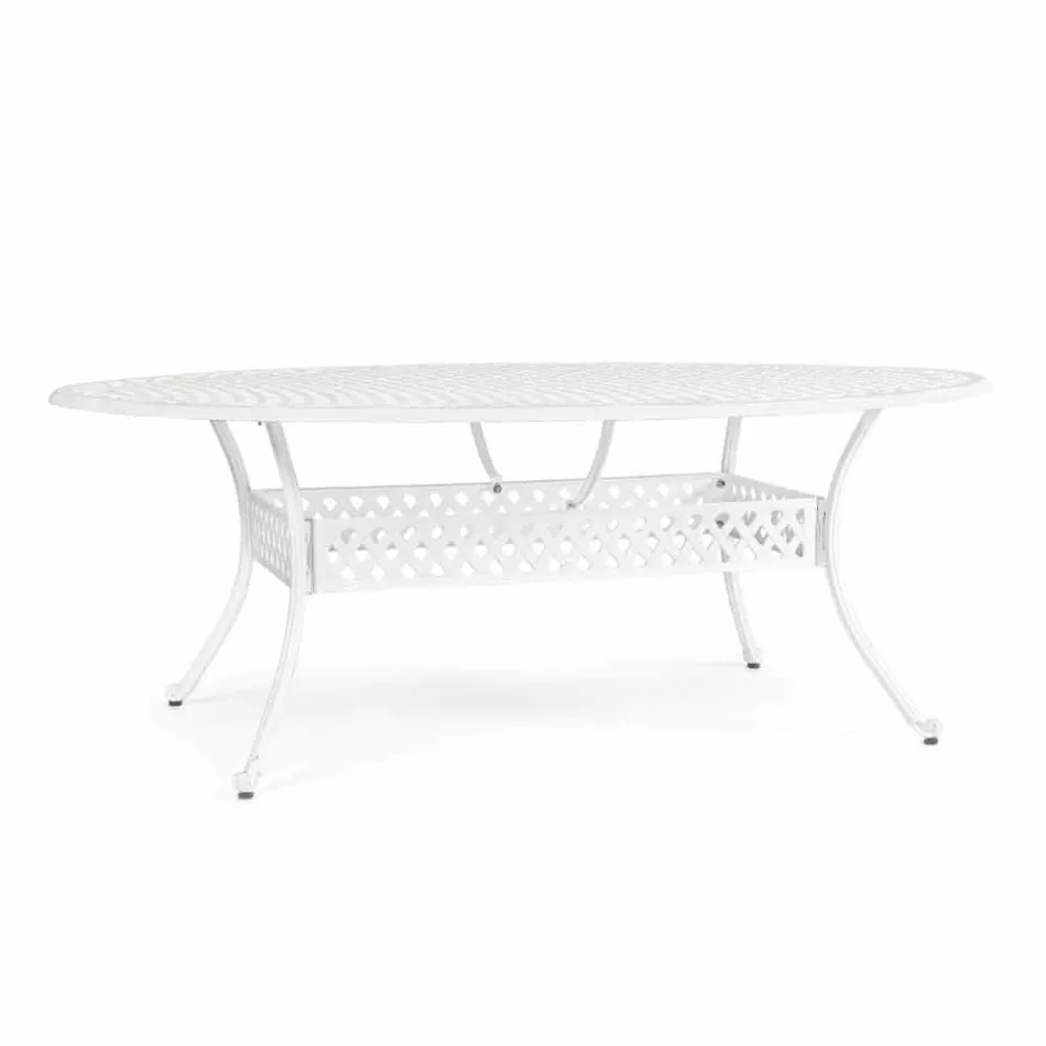 Mesa de comedor para exteriores en aluminio pintado blanco o antracita - Quick Viadurini