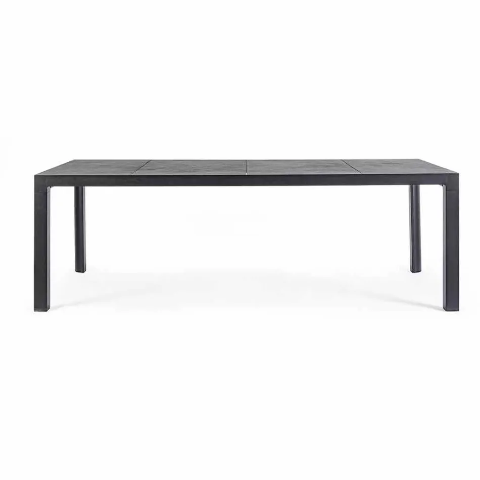 Mesa de comedor para exteriores en cerámica y aluminio, Homemotion - Salem Viadurini