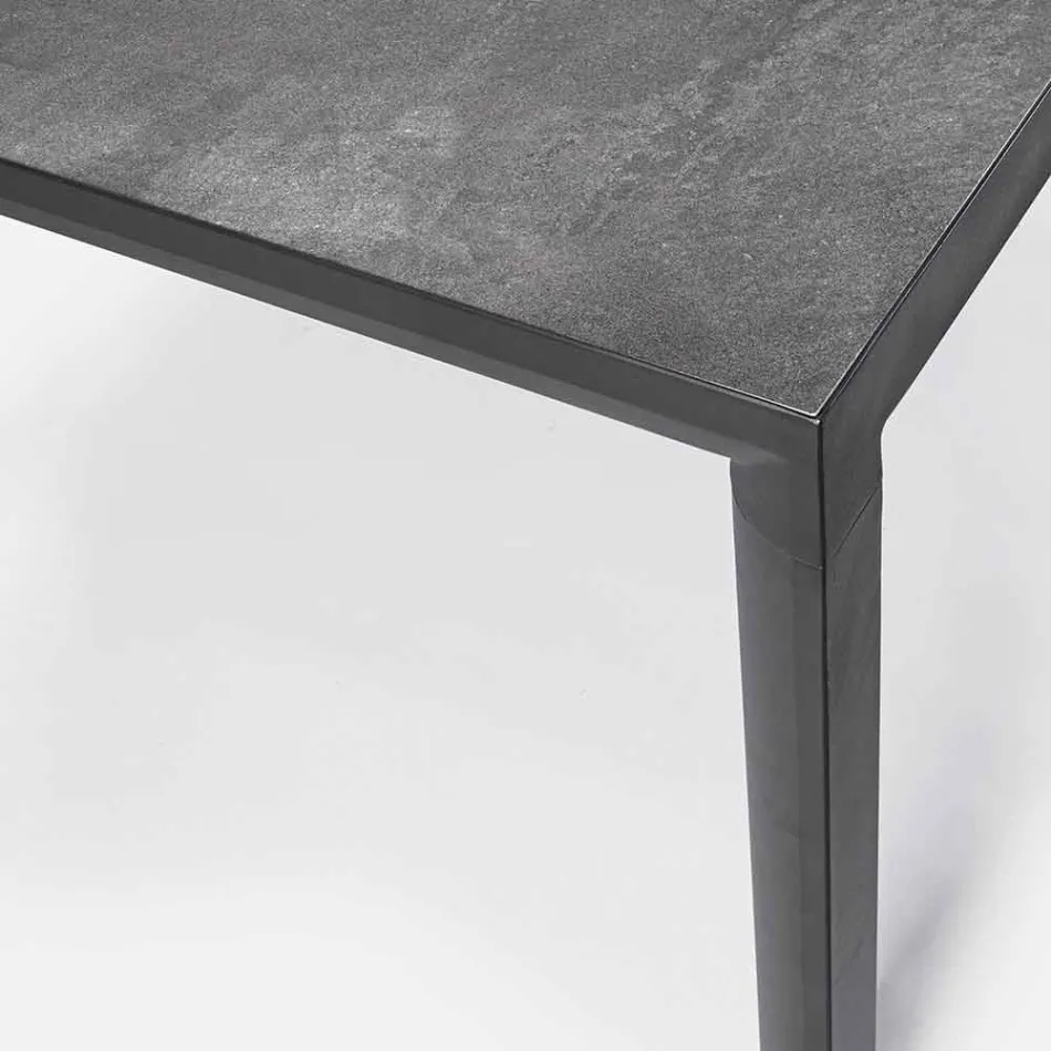 Mesa de comedor para exteriores en cerámica y aluminio, Homemotion - Salem Viadurini