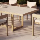 Mesa de comedor de jardín en madera de iroko y gres Made in Italy - Bresson Viadurini