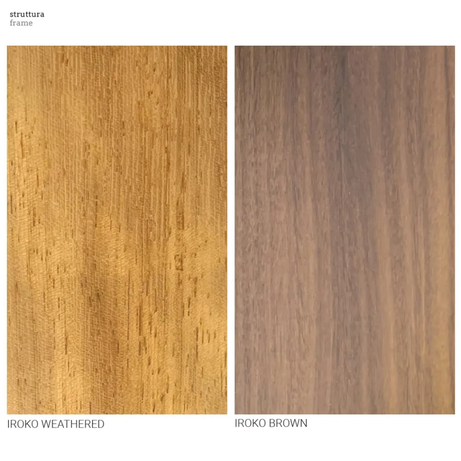 Mesa de comedor de jardín en madera de iroko y gres Made in Italy - Bresson Viadurini