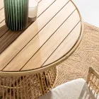 Mesa de comedor de jardín en aluminio y tapa de teca-Svlk - Matter Viadurini
