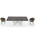 Mesa de comedor con tablero de Laminam y base de acero Made in Italy - Ezzellino Viadurini