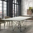 Mesa de comedor con tablero de Laminam y base de acero Made in Italy - Ezzellino Viadurini