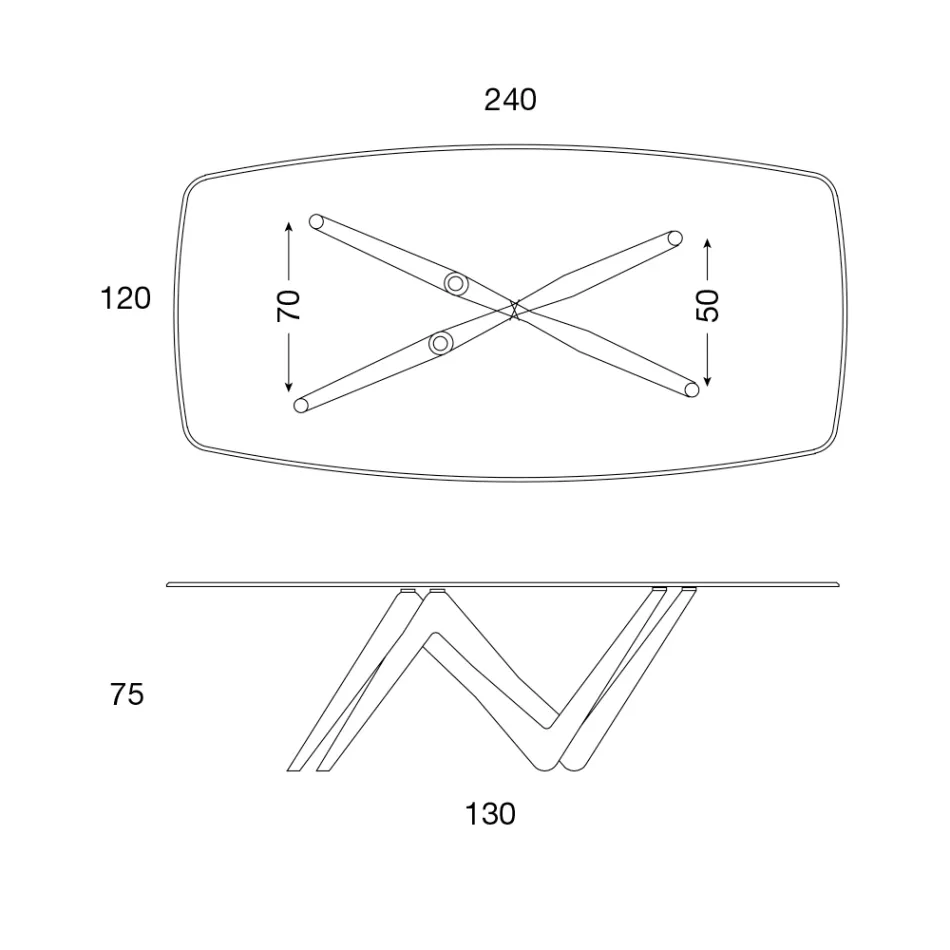 Mesa de comedor con tapa de vidrio y patas de poliuretano 2 tamaños - Stalto Viadurini