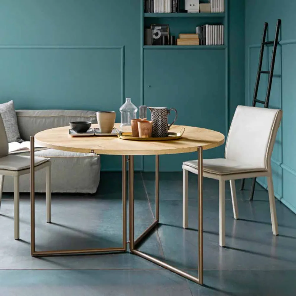 Mesa de comedor plegable moderna en madera y metal Made in Italy - Menelao Viadurini