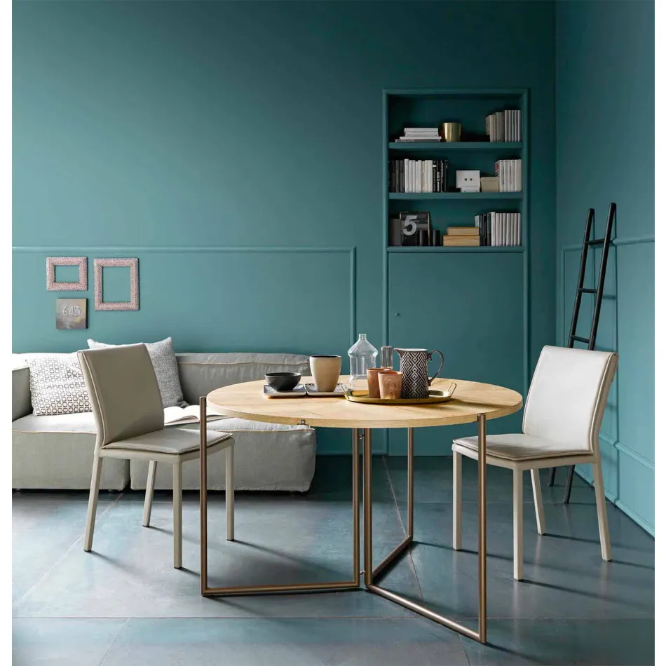 Mesa de comedor plegable moderna en madera y metal Made in Italy - Menelao Viadurini