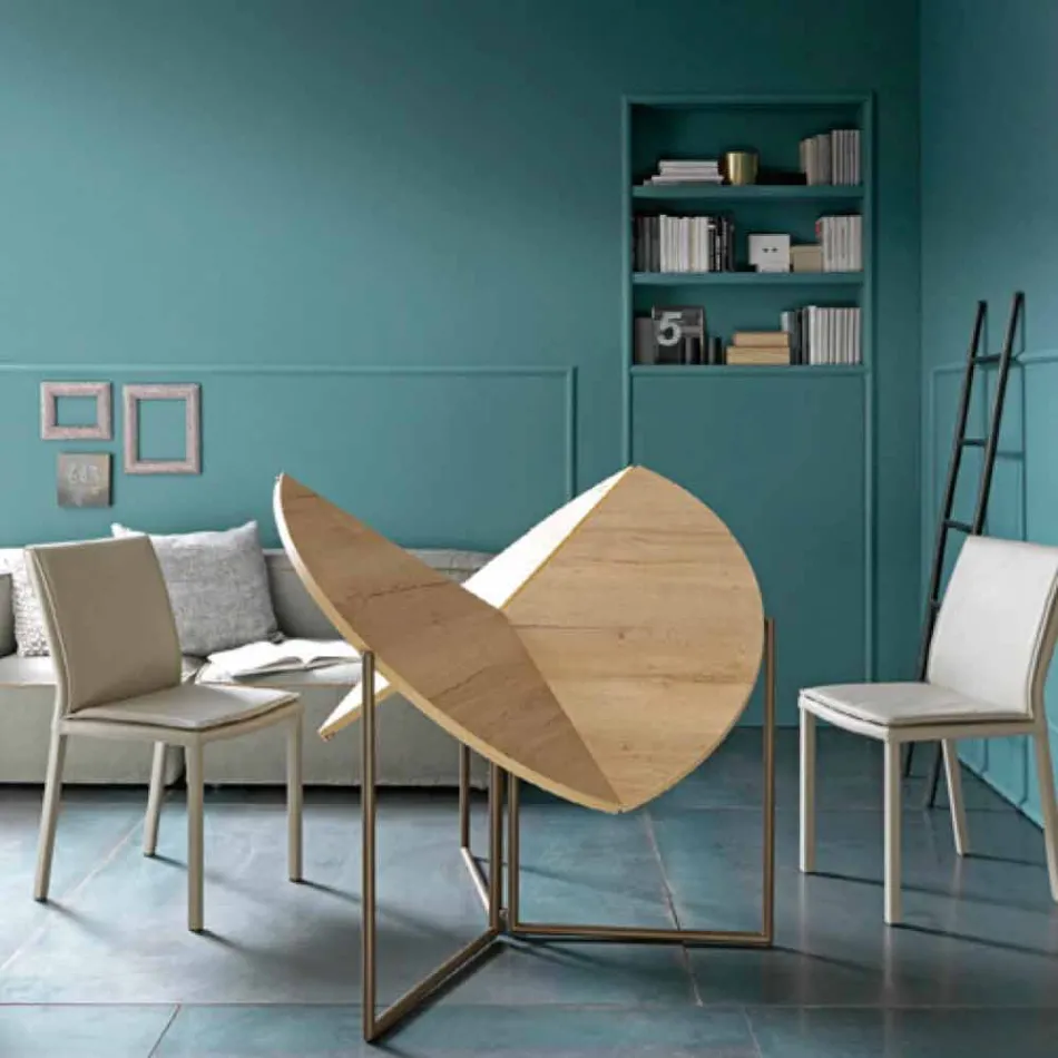 Mesa de comedor plegable moderna en madera y metal Made in Italy - Menelao Viadurini