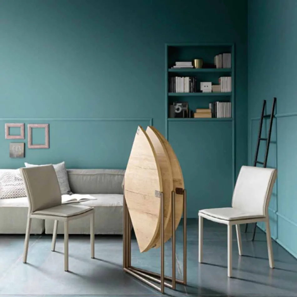 Mesa de comedor plegable moderna en madera y metal Made in Italy - Menelao Viadurini