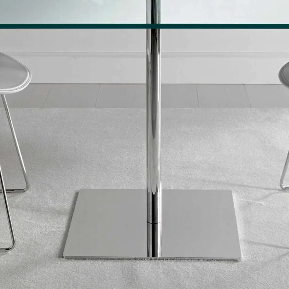 Mesa de comedor cuadrada en vidrio extraligero y metal Made in Italy - Dolce Viadurini