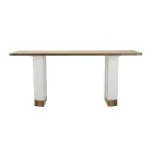 Mesa de comedor rectangular de madera decorada con líneas en relieve - Rachel Viadurini
