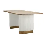 Mesa de comedor rectangular de madera decorada con líneas en relieve - Rachel Viadurini