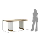 Mesa de comedor rectangular de madera decorada con líneas en relieve - Rachel Viadurini