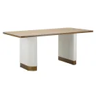 Mesa de comedor rectangular de madera decorada con líneas en relieve - Rachel Viadurini