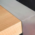 mesa de comedor rectangular en estafas de roble y acero inoxidable Viadurini