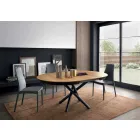 Mesa de comedor extensible redonda con tapa de madera Made in Italy - Crodino Viadurini