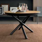 Mesa de comedor extensible redonda con tapa de madera Made in Italy - Crodino Viadurini