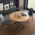 Mesa de comedor extensible redonda con tapa de madera Made in Italy - Crodino Viadurini