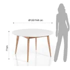 Mesa de comedor redonda extensible hasta 160 cm en mdf y madera - Ciacco Viadurini