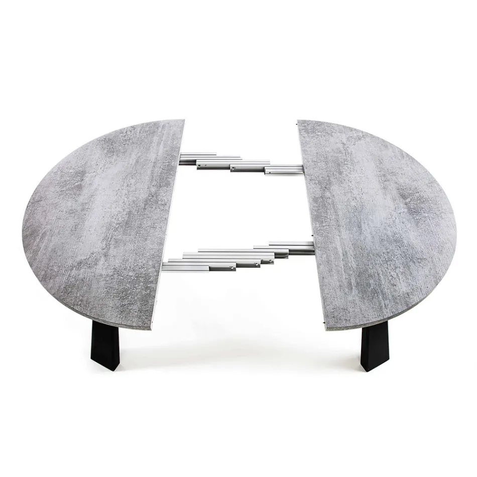 Mesa de comedor redonda extensible hasta 370 cm en madera y metal - Caimano Viadurini