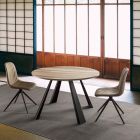 Mesa de comedor redonda extensible hasta 370 cm en madera y metal - Caimano Viadurini