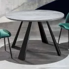 Mesa de comedor redonda extensible hasta 370 cm en madera y metal - Caimano Viadurini