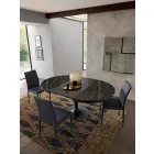 Mesa de comedor extensible redonda en cerámica Laminam Made in Italy - Lupetto Viadurini