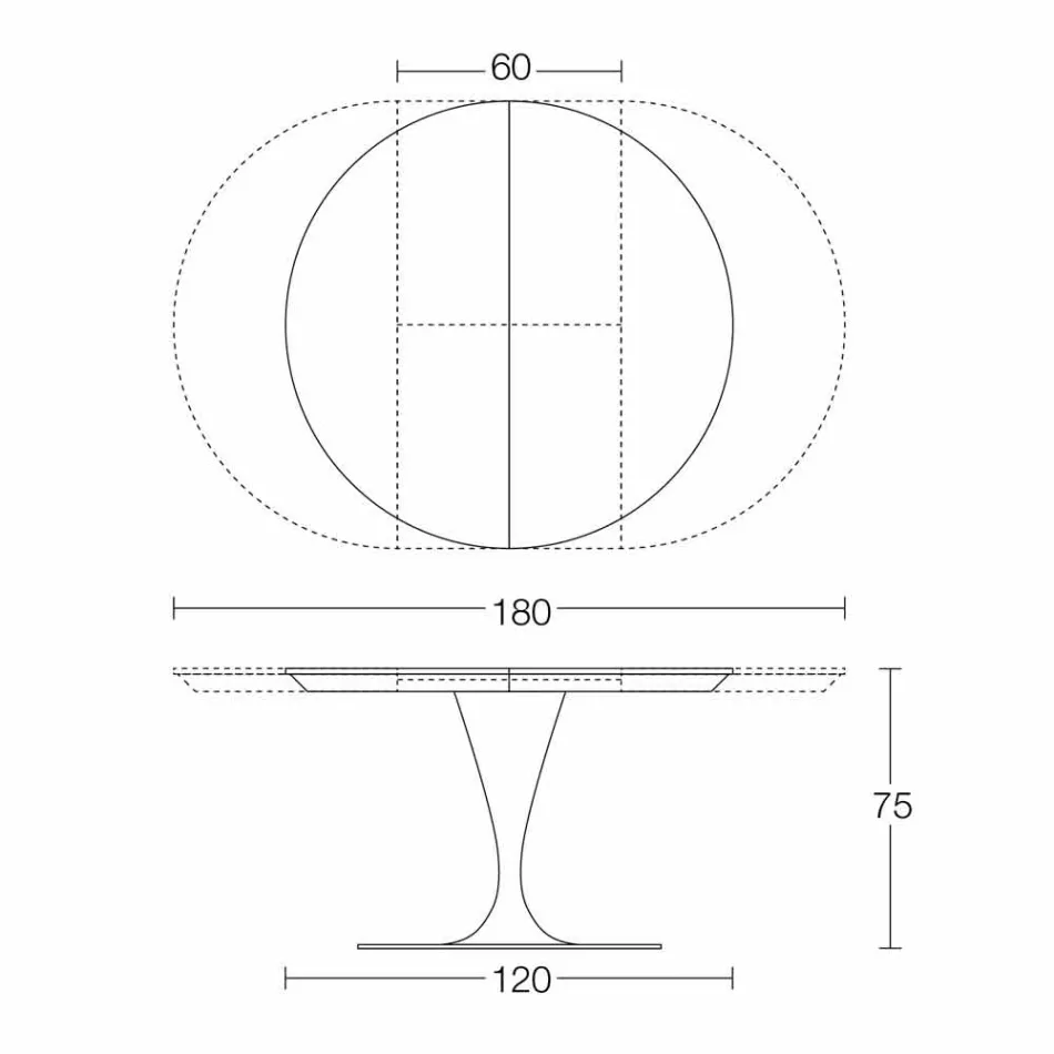 Mesa de comedor extensible redonda en cerámica Laminam Made in Italy - Lupetto Viadurini