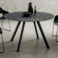 Mesa de comedor redonda con tablero laminado en HPL Made in Italy - Lingotto