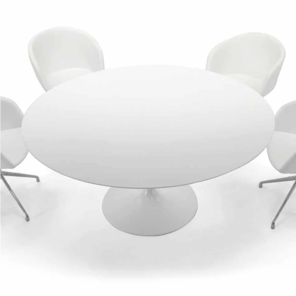 Mesa de comedor redonda con tapa laminada Made in Italy – Dollars Viadurini