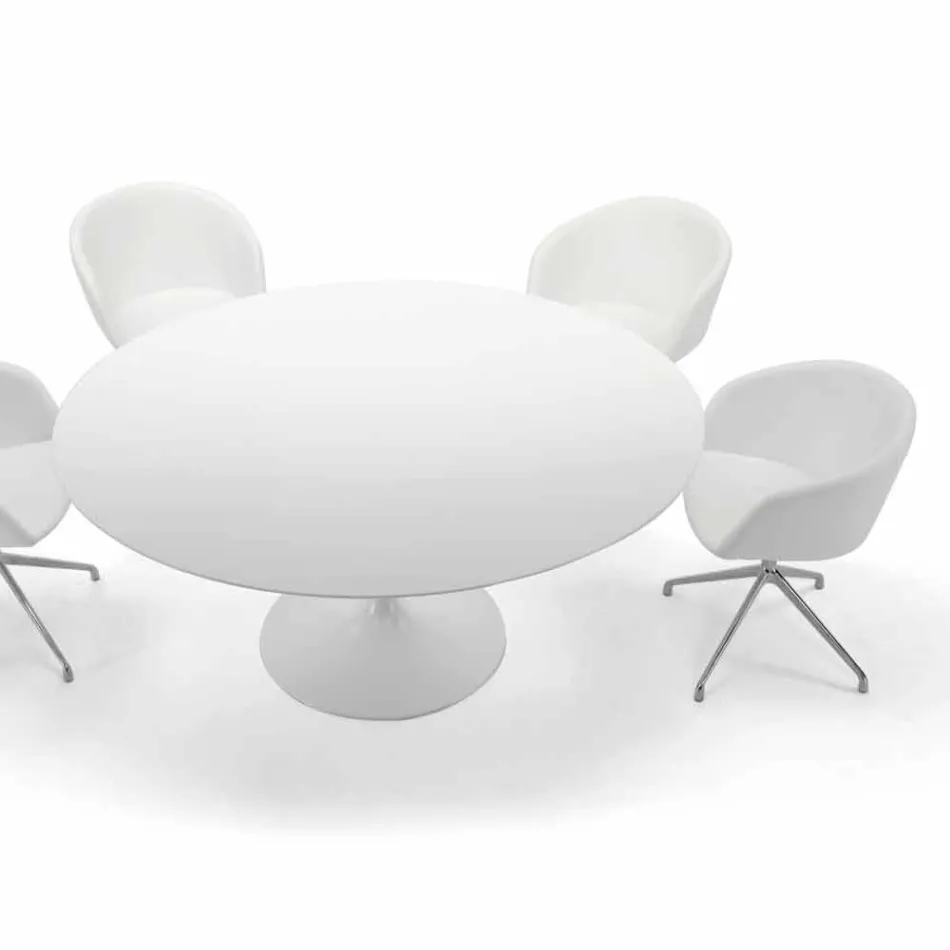 Mesa de comedor redonda con tapa laminada Made in Italy – Dollars Viadurini