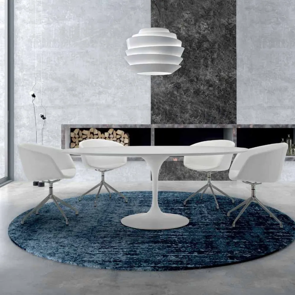 Mesa de comedor redonda con tapa laminada Made in Italy – Dollars Viadurini