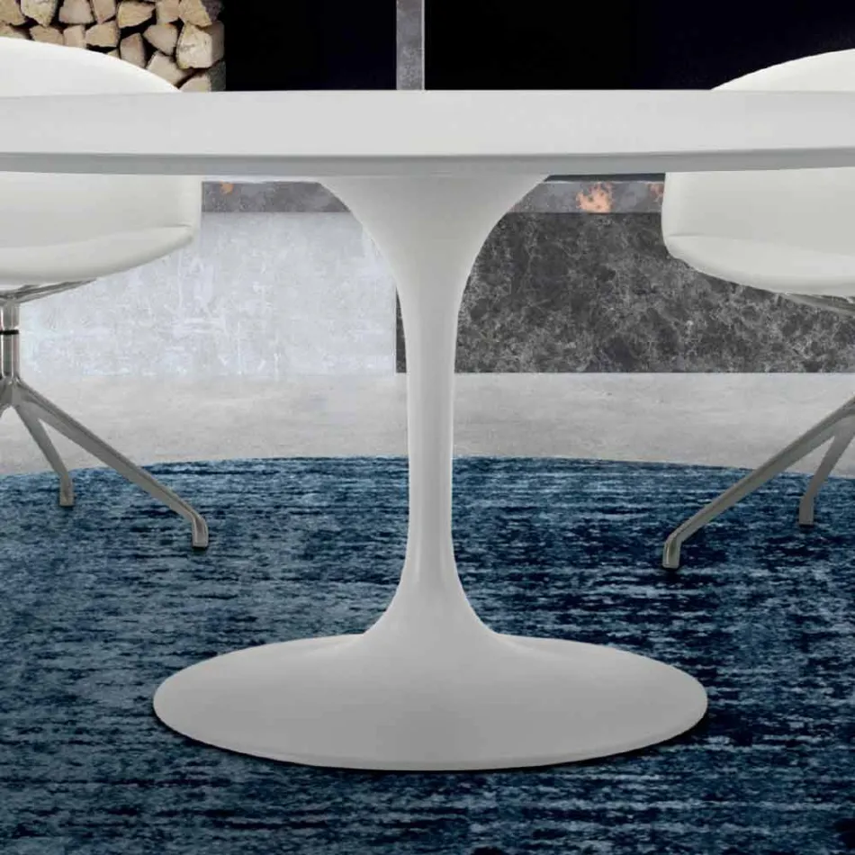 Mesa de comedor redonda con tapa laminada Made in Italy – Dollars Viadurini