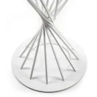 Mesa de comedor redonda con tapa de madera laminada y base de acero - Mileto Viadurini