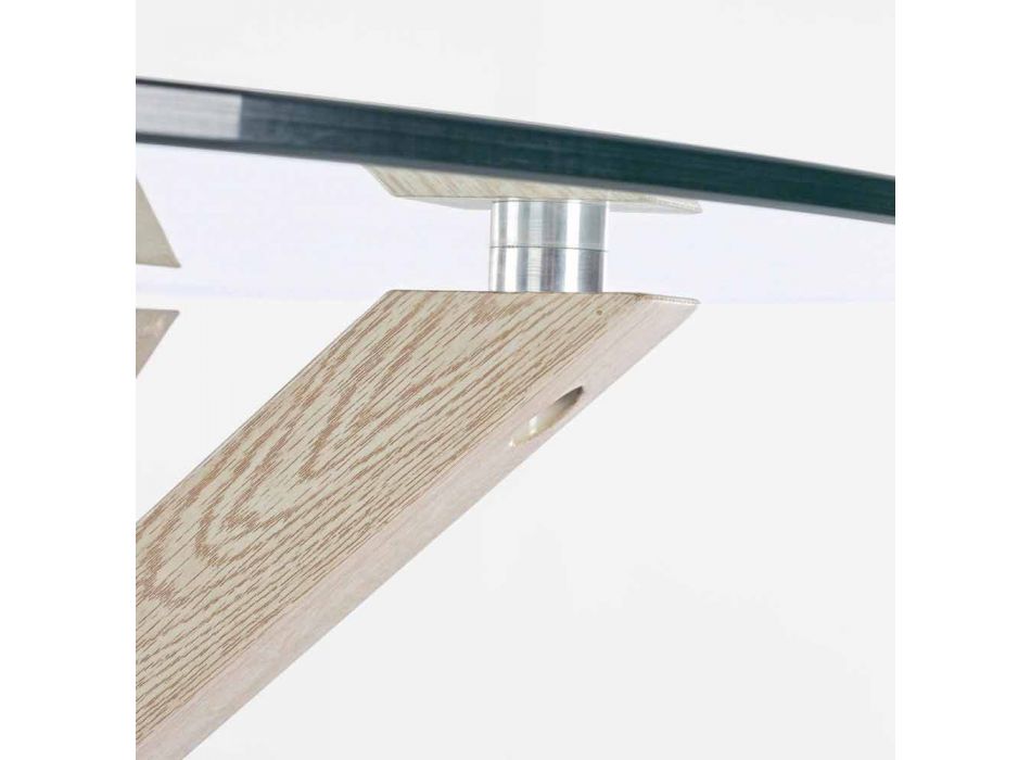 Mesa de comedor redonda Homemotion con tapa de vidrio templado - Denda Viadurini