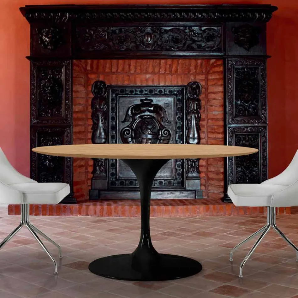 Mesa de comedor redonda en laminado HPL y aluminio Made in Italy - Dollars Viadurini