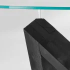 mesa redonda de comedor en madera con tapa de cristal Bao, diseño moderno Viadurini