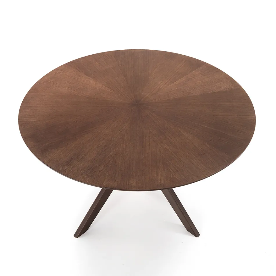 Mesa de comedor redonda en MDF chapado y madera maciza - Fulmine Viadurini